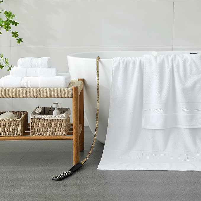Simple&Opulence Premium 100% Cotton Towel Set 6 Piece，Soft Absorbent Towels for Bathroom,Hotel and Spa,2 Bath Towels 28"x55" 2 Hand Towels 16"x28" & 2 Washcloths 12"x12" (White)