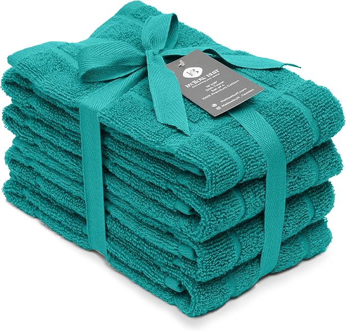 100% Cotton Terry Dish Cloth & Dish Towel (Teal, Dish Towel - 4 Pack(Solid))