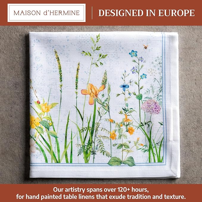 Maison d' Hermine Cloth Napkins Set of 6 100% Cotton Everyday Reusable Square Napkins Cloth Washable Dinner Party Wedding Restaurant Gifts for Mothers Day Spring/Summer (Fleurs De Mai, 20" x 20")