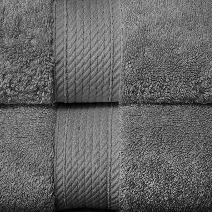 Superior Egyptian Cotton Pile 10 Piece Towel Set, Includes 2 Bath, 4 Hand, 4 Face Towels/ Washcloths, Ultra Soft Luxury Towels, Thick Plush Essentials, Guest Bath, Spa, Hotel Bathroom, Charcoal