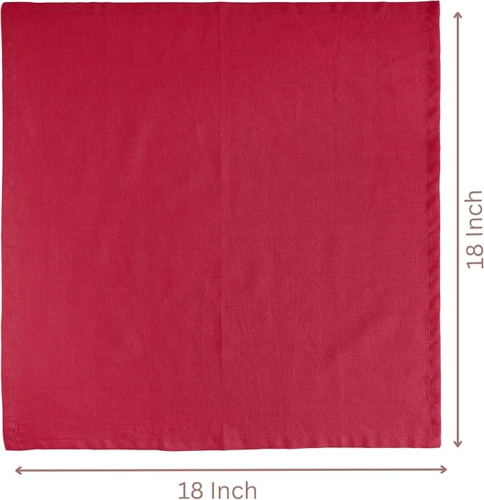 FINGERCRAFT Dinner Cloth Napkin Cotton Linen Blend 12 Pack Natural Premium Quality Mitred Corner for Every Day Use Pre Shrunk and Good Absorbency 18x18 in Easter Color Tango Red