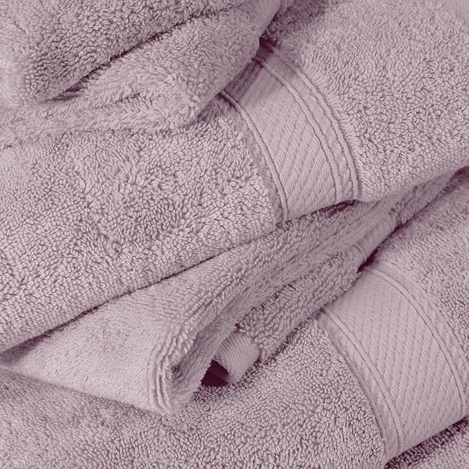 SUPERIOR Egyptian Cotton Pile 6 Piece Towel Set, Includes 2 Bath, 2 Hand, 2 Face Towels/Washcloths, Ultra Soft Luxury Towels, Thick Plush Essentials, Guest Bath, Spa, Hotel Bathroom, Purple
