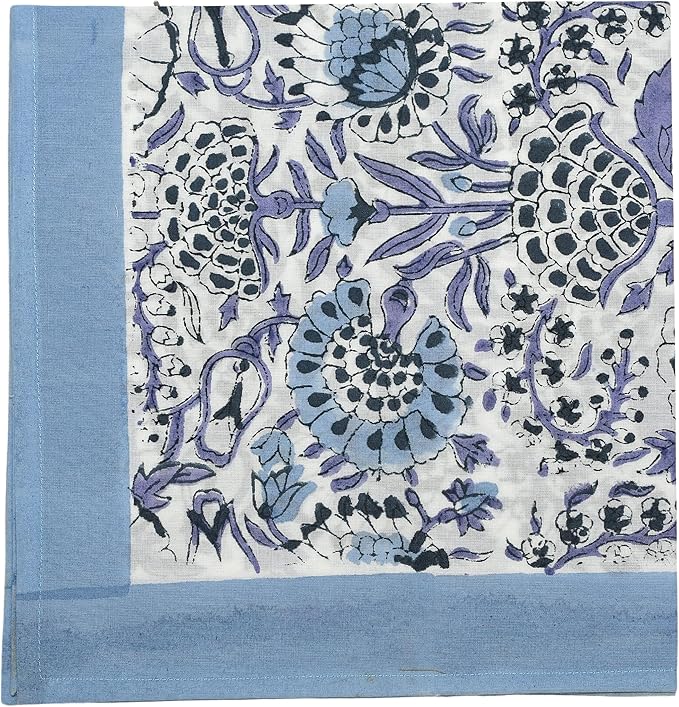 CPC Mix Border Indian Block Print Cotton Cloth Napkins Set of 4, 18x18 Reusable Everyday Napkins, Soft, Absorbent, Floral Dinner Napkin, Holiday, Party Gift, Spring,Mother's Day