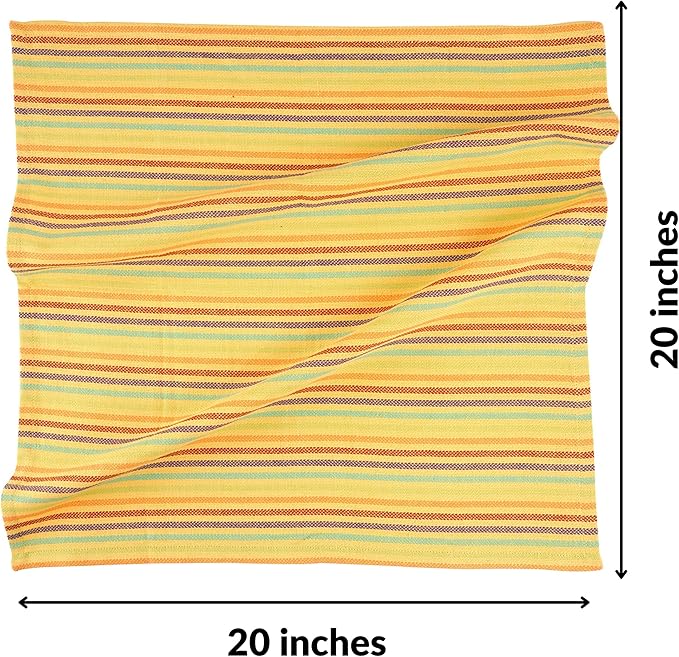 FINGERCRAFT Cloth Napkins, Everyday Use, Premium Quality High GSM Woven Cotton, Set of 12, 20X20 Inch Oversized Napkins Cloth Mitered Corners, Soft, Durable Hotel Quality Yellow Multi