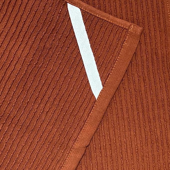 Kitchen Hand Towels: Maroon Rust 100% Cotton Cloth Soft Cleaning Drying Dished Absorbent Ribbed Terry Loop, Oversized 18" x 28" inches, Set of 3 Multipurpose for Everyday Use (Cinnamon Stick)