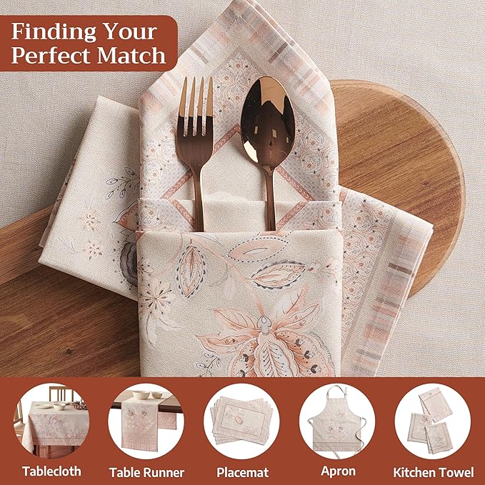 Maison d' Hermine Napkin 100% Combed Cotton Premium 20 Inch x 20 Inch Set of 4 Dinner Napkins, Decorative Washable Cloth Napkin for Dining, Buffet Parties & Camping - Society Florals