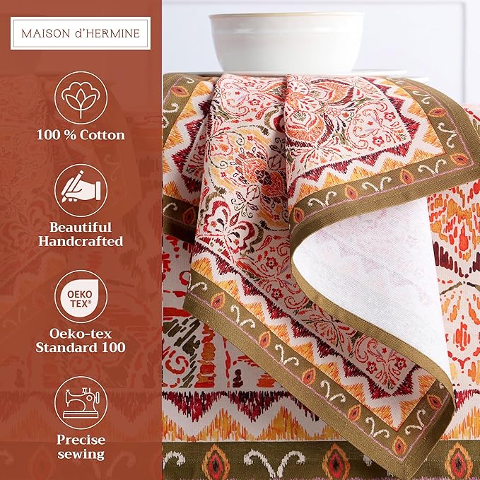 Maison d' Hermine Cloth Napkins Set of 4 100% Cotton for Thanksgiving Christmas Decorations Everyday Reusable Square Fall Napkins Cloth Washable Dinner Party (Damask, 20"x20")
