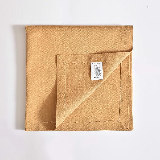 FINGERCRAFT Dinner Cloth Napkin Cotton Linen Blend 12 Pack Natural Premium Quality Mitred Corner for Every Day Use Pre Shrunk and Good Absorbency 18x18 in Easter Color Khaki Beige