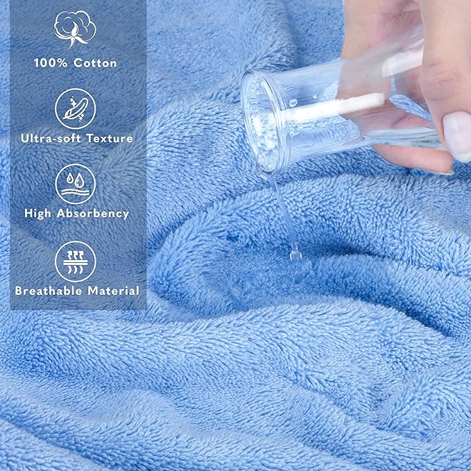 American Soft Linen 35x70 Jumbo Large Bath Towel, 600 GSM 100% Cotton Turkish Bath Sheet, Oversized Luxury Bath Towel for Bathroom Beach and Pool, Sky Blue