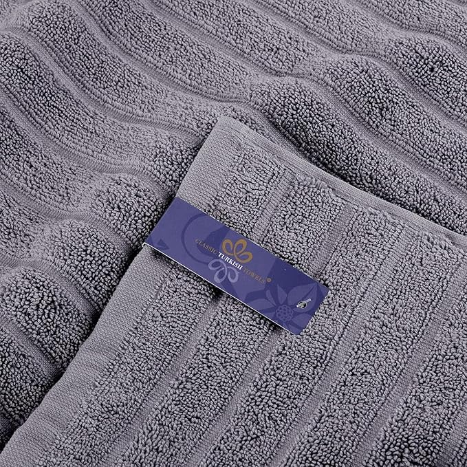 Classic Turkish Towels CTT - Luxury Jumbo Bath Sheet 3 Piece, 100% Turkish Cotton, Absorbent & Ultra Comfy Bath Towel Sheets for Hotels & Spa | 40"x65" (Grey)
