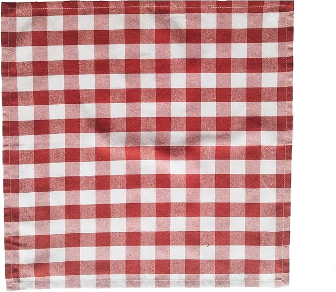 FINGERCRAFT Cloth Napkins, Everyday Use, Premium Quality, Cotton Buffalo Plaid, Set of 12, 20X20 Inch Oversized Napkins Cloth Mitered Corners, Soft, Durable Hotel Quality Brown White Checkered