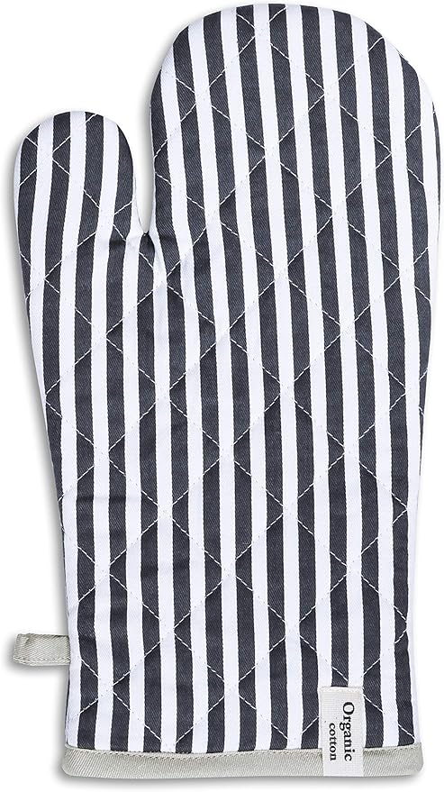 AMOUR INFINI Cotton Oven Mitts Set of 1 with Hanging Loop Non-Slip, Heat Resistant, Reusable Oven Mitt for Baking Cooking Kitchen Oven Gloves (Charcoal)