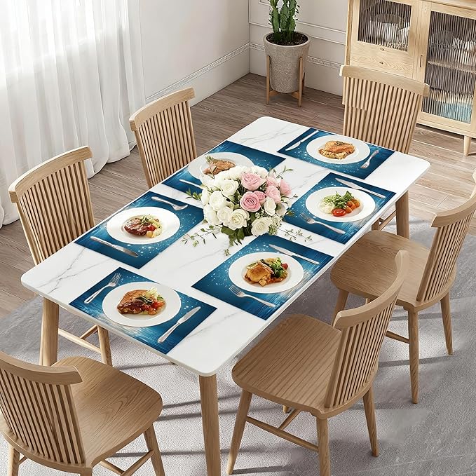 Water Lily Placemats Set of 6,Waterproof Heat Resistant Dining Table Plate Mat for Home Kitchen Dining Table 12x18Inch