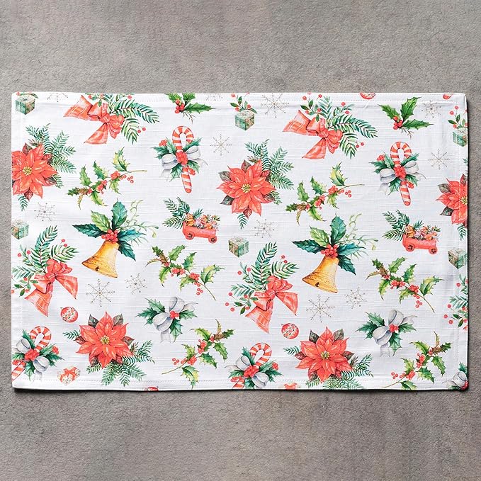 Maison d' Hermine Placemats Set of 4 100% Cotton Washable Cloth Place Mats, Reusable Table Mats for Thanksgiving Christmas Decorations Kitchen Dining Party Wedding Restaurant (Chromo, 13" x 19")