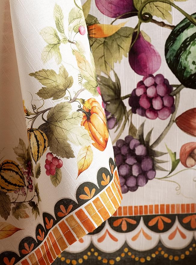 Maison d' Hermine Cloth Napkins Set of 4 100% Cotton for Thanksgiving Christmas Decorations Everyday Reusable Square Fall Napkins Cloth Washable Dinner Party (Pumpkin Garden - Cloudy Cream, 20"x20")