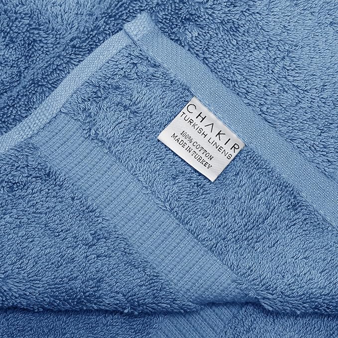 Chakir Turkish Linens 100% Cotton Premium Turkish Towels for Bathroom | 16'' x 30'' (4-Piece Hand Towel, Wedgewood)