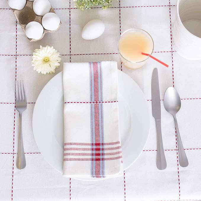 DII Cotton Plaid Napkin Set Machine Washable, 20x20, Coopeville, 6 Count