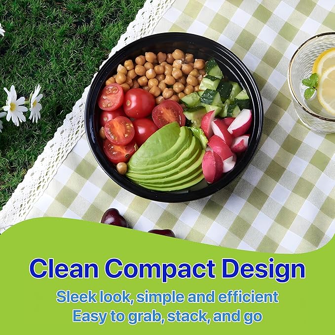 Meal Prep Containers Round [30 Set] x [38 oz] with Lids, 1 compartment, Stackable, Reusable, Leakproof, Food Safe, Microwave, Freezer & Dishwasher Safe for Food Prep Storage (30 Set, 38 oz)