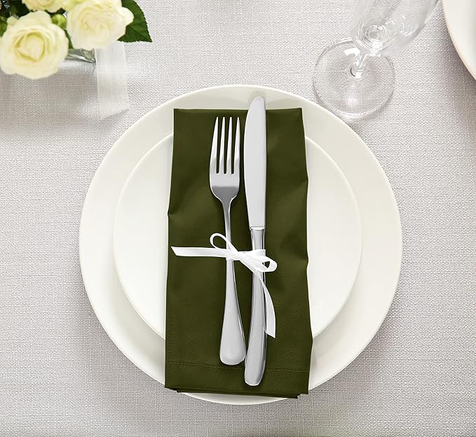 Utopia Kitchen Olive Cloth Napkins [12 Pack, 18x18 Inch] Absorbent Cotton Blend Washable and Reusable for Dinner, Restaurant, Lunch, Wedding and Hotel