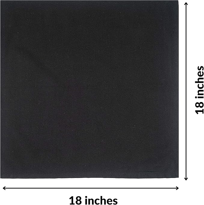 FINGERCRAFT Dinner Cloth Napkin Cotton Linen Blend 12 Pack Natural Premium Quality Mitred Corner for Every Day Use Pre Shrunk and Good Absorbency 18x18 in Easter Color Black