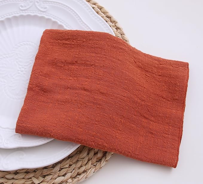 Dinner Cloth Napkins 10 Pack,Gauze Napkins 100% Natural Soft Cotton,Washable Fall Napkins for Wedding Decorative,Thanksgiving,Family Everyday Use,40 * 40cm (16 * 16 inches),Terracotta