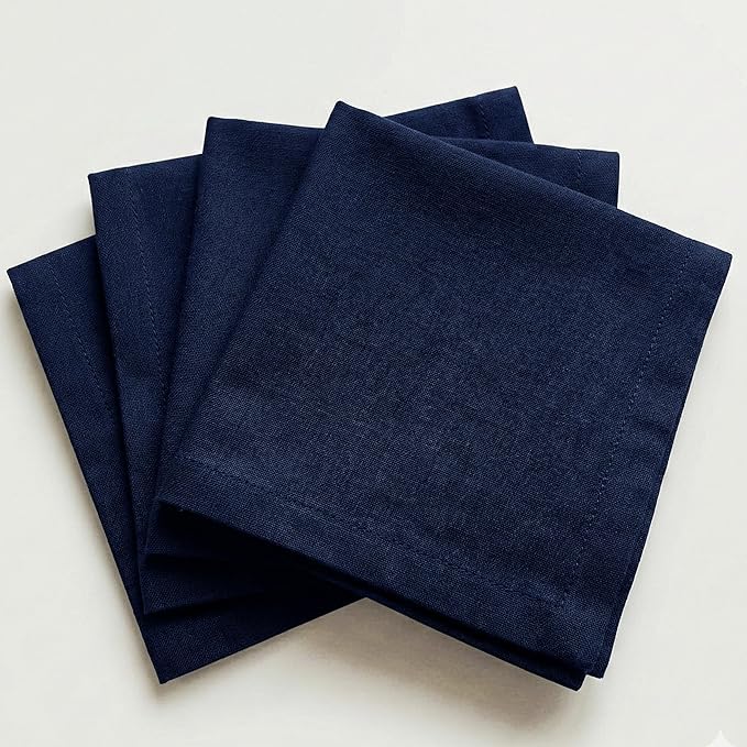 Ramanta Home Navy Cotton Dinner Napkins Set of 12, 18x18 Inch 100% Cotton Cloth Napkins, Reusable Fabric Table Napkins for Everyday Dining, Parties, Weddings, Spring & Easter Table Décor Washable