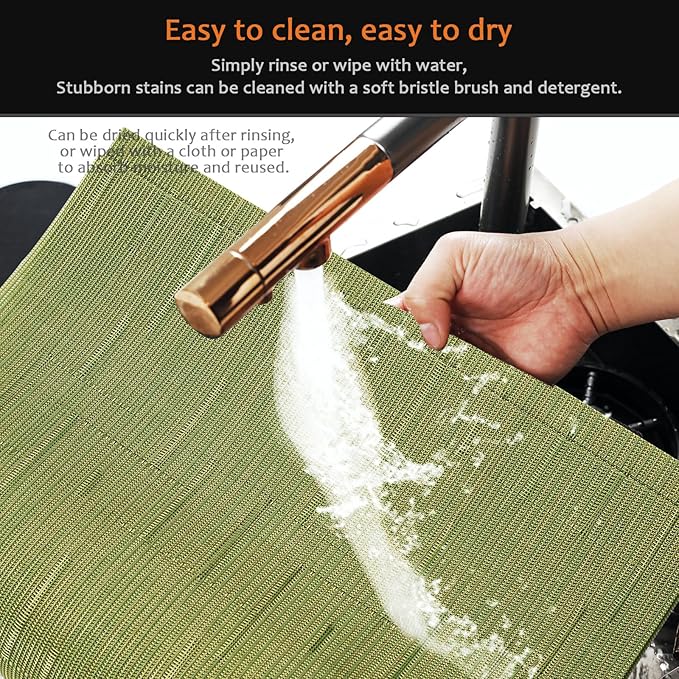 Placemats Set of 8 Washable&Wipeable Place mats for Dining Table Kitchen Indoor Outdoor Table Mats Heat Resistant Non Slip Woven Vinyl Table Placemats (Green，8PCS)