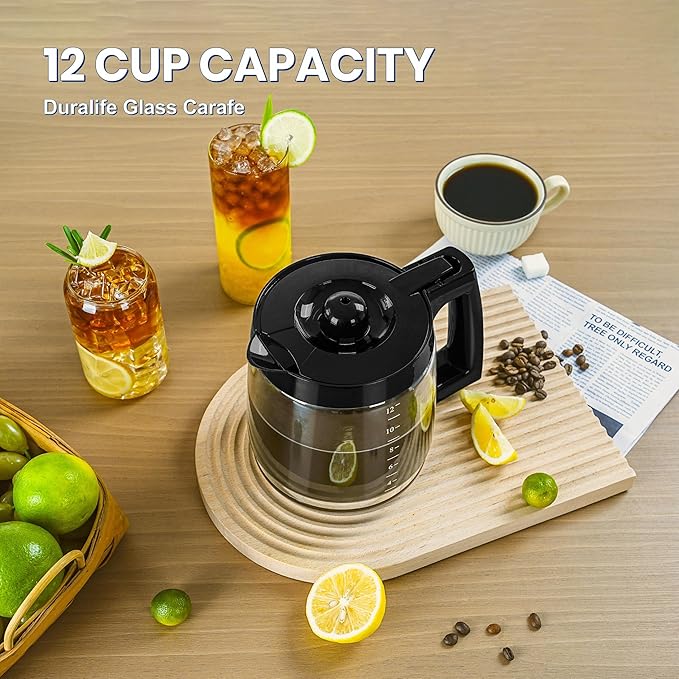 12-Cup Glass Carafe Replacement Pot, Compatible with Hamilton Beach Coffee Maker Models 46310, 49976, 49966, 49350, 49957, 49954, 49933, 49980A, 49980Z, 49983, 49618, 46300, and 49950.