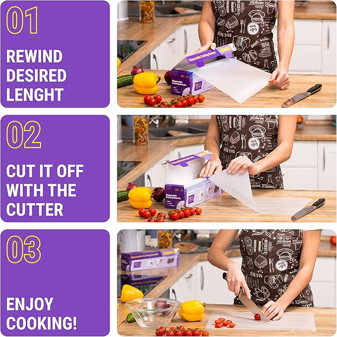 Disposable Plastic Cutting Board Sheets for BBQ & Camping - Large Flexible Chopping Boards - Cutting Mats for Kitchen and Outdoor 32'