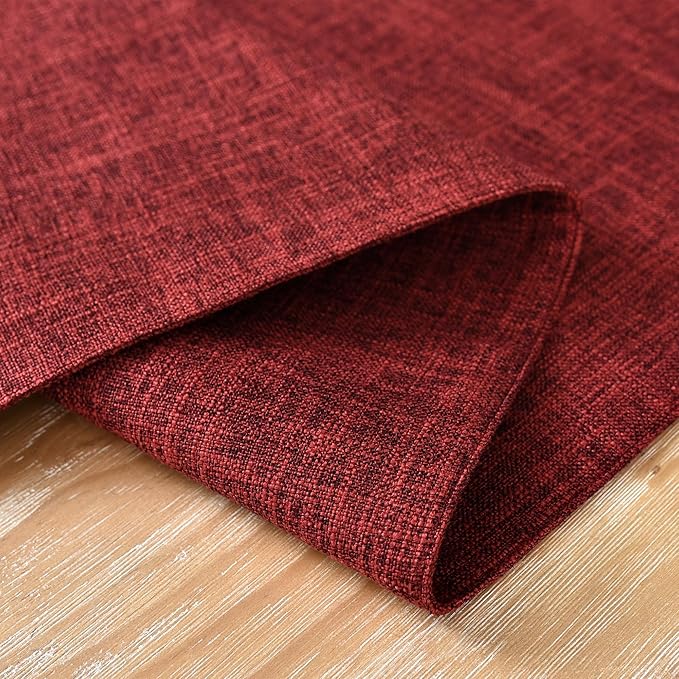 Farmhouse Rustic Faux Linen Table Runner Neutral Burgundy Table Runners Double Layer Reversible Rectangle Runners for Daily Use Kitchen Dining Banquet Holiday 13x72 Inch