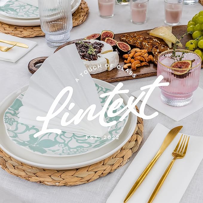 Lintext Disposable Linen-Feel Guest Towels - 12" x 17" Cloth-Like Hand Towels - Soft And Absorbent Paper Napkin For Bathroom, Kitchen, Or Event [Extra-Soft - Pack of 200]
