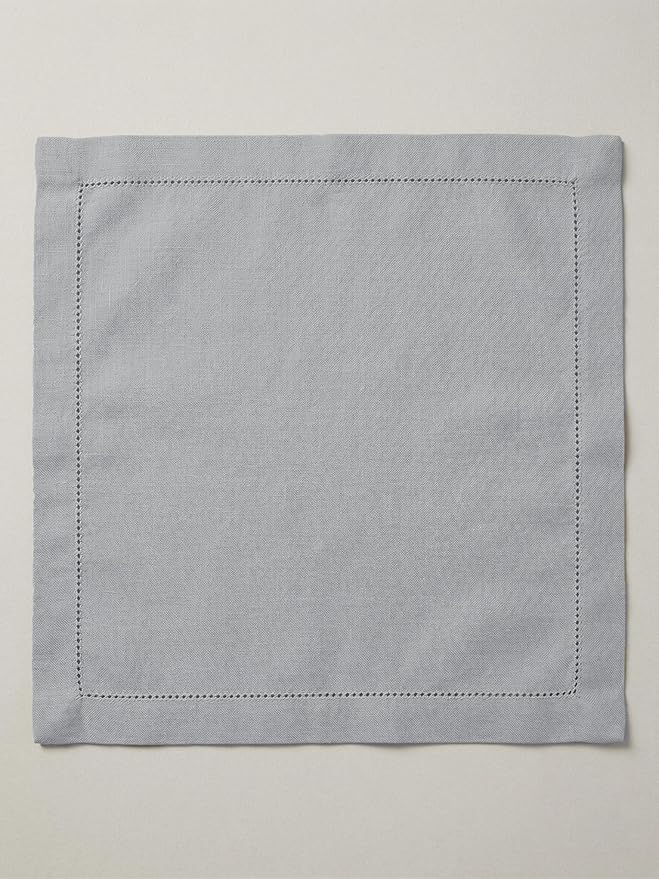 Palisa Grey Cotton Napkins Set of 12 | Premium Hemstitch Detailing Cloth Dinner Napkins 18x18 Inch | Soft Washable & Reusable Table Napkins for Everyday Use Weddings Parties Restaurants & Hotels