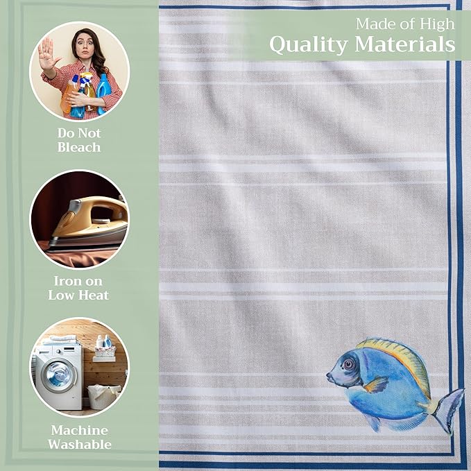 Maison d' Hermine Cloth Napkins Set of 4 100% Cotton Everyday Reusable Square Napkins Cloth Washable Dinner Party Wedding Restaurant Gifts for Mothers Day Spring/Summer (Poisson, 20" x 20")