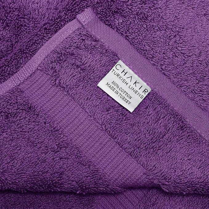 Chakir Turkish Linens 100% Cotton Premium Turkish Towels for Bathroom | 16'' x 30'' (4-Piece Hand Towel, Eggplant)