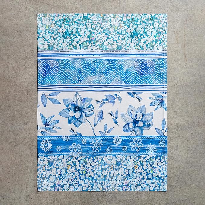 Maison d' Hermine Kitchen Towels Set of 3 100% Cotton 27.50" x 20" Reusable Cloth Tea Dish Towels Absorbent with Hanging Loop for Kitchen Gifts for Mothers Day Spring/Summer (Summer Blues)