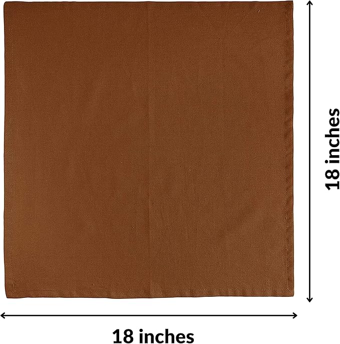 FINGERCRAFT Dinner Cloth Napkin Cotton Linen Blend 12 Pack Natural Premium Quality Mitred Corner for Every Day Use Pre Shrunk and Good Absorbency 18x18 in Easter Color Brown