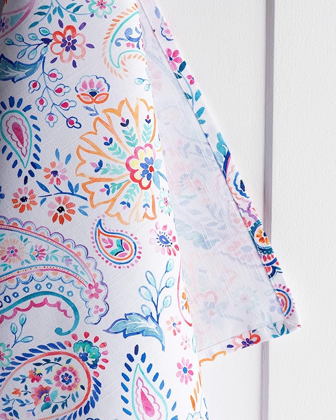 Maison d' Hermine Kitchen Towels Set of 3 100% Cotton 27.50" x 20" Reusable Cloth Tea Dish Towels Absorbent with Hanging Loop for Kitchen Gifts for Mothers Day Spring/Summer (Indian Floral)