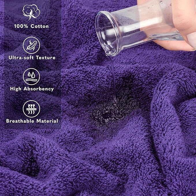 American Soft Linen 35x70 Jumbo Large Bath Towel, 600 GSM 100% Cotton Turkish Bath Sheet, Oversized Luxury Bath Towel for Bathroom Beach and Pool, Purple