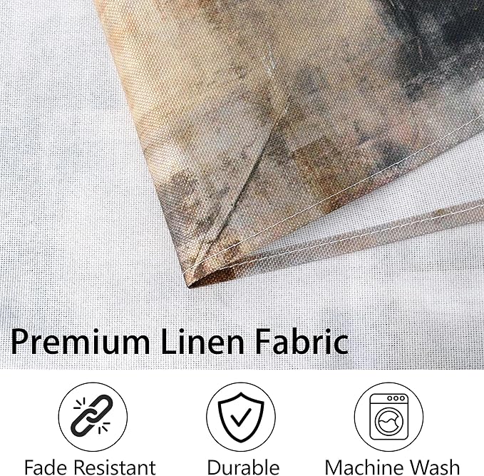 Brown and Gray Placemats Washable, Linen Rectangular Place Mats Set of 4, Dining Table Decor for Living Room, Kitchen, Farmhouse and Outdoor (Brown Grey, 12x18 Inch)