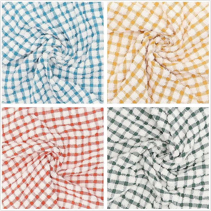 Cotton Cleaning Rags Terry Dish Cloths for Washing Dishes, Set of 8 Dish Rags for Cleaning, Light and Soft Dish Towels for Kitchen Drying Dishes, 11.8 Inch x 11.8 Inch (Mix Color)