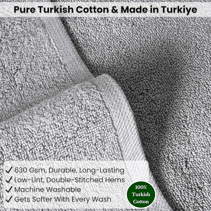 SALBAKOS Luxury 100% Turkish Cotton Bath Sheets 40x80 in Oversized Extra Large Bath Towels Thick Soft Absorbent Turkish Towel for Spa Beach (Pack of 1, Silver, Jumbo Bath Sheet)