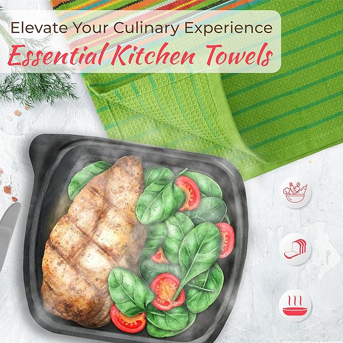 THREAD SPREAD Kitchen Dish Towels, 100% Cotton Salsa Towels, Set of 4 (16x28 Inches), Multi Purpose Cooking Drying Restaurant Bar Cleaning Cloth Napkin, Highly Absorbent, Lint Free (Red & Orange)