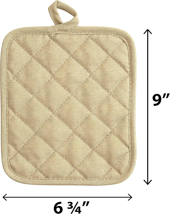 American Linen Pot Holders, Hot Pads, Table Pads for Kitchen and Dining Table, Non Slip Heat Resistant Hot Pot Holder (Sand, 4 Pack)
