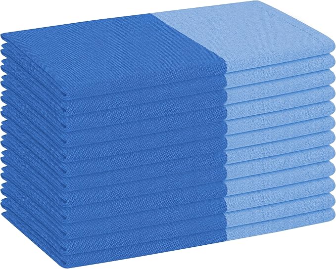 Set of 12 Cloth Dinner Napkins Cotton - Soft Durable Washable - Ideal for Farmhouse Party Wedding Christmas - Perfect Everyday Use Table Linen 18x18 inch Cloth Napkins Blue