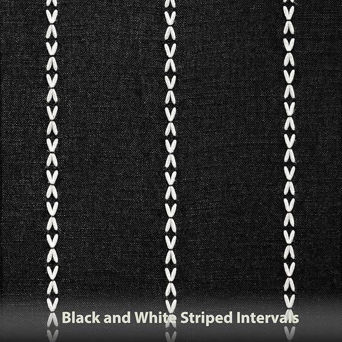 Niviy Black Table Runner 72 Inches Long, Black Christmas Decor Embroidered Striped Braided Boho Table Runner for Holiday Home Party Indoor Outdoor 12 x 72 Inch