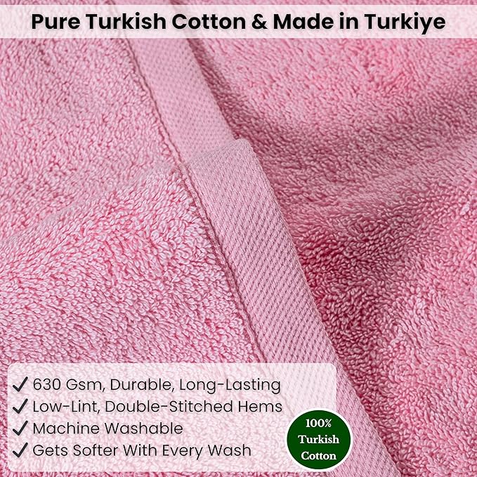 SALBAKOS Luxury 100% Turkish Cotton Bath Sheets 40x80 in Oversized Extra Large Bath Towels Pink Thick Soft Absorbent Turkish Towel for Spa Beach (Pack of 1, Rose, Jumbo Bath Sheet)