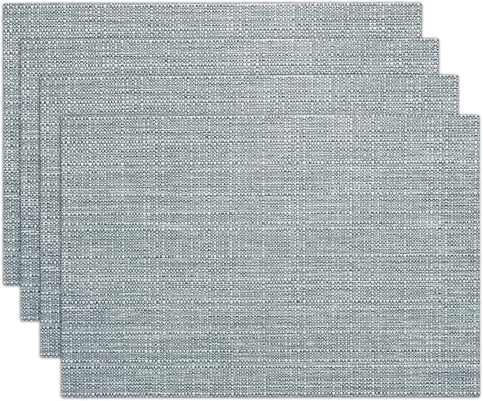Placemats Set of 4, Heat Resistant Placemats Wrinkle Free Place Mats for Dining Table, Cotton Linen Table Mats for Indoor & Outdoor, 12x18 inch (Flax Gray)