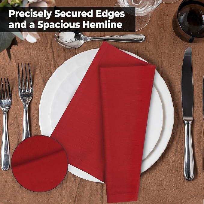 Urban Villa Cloth Napkins Set of 12 20x20 Inches 100% Cotton Napkins Cloth Washable Durable Reusable Absorbent Table Dinner Napkins Cloth for Christmas Parties Hotel Lunch Restaurant Weddings - Red