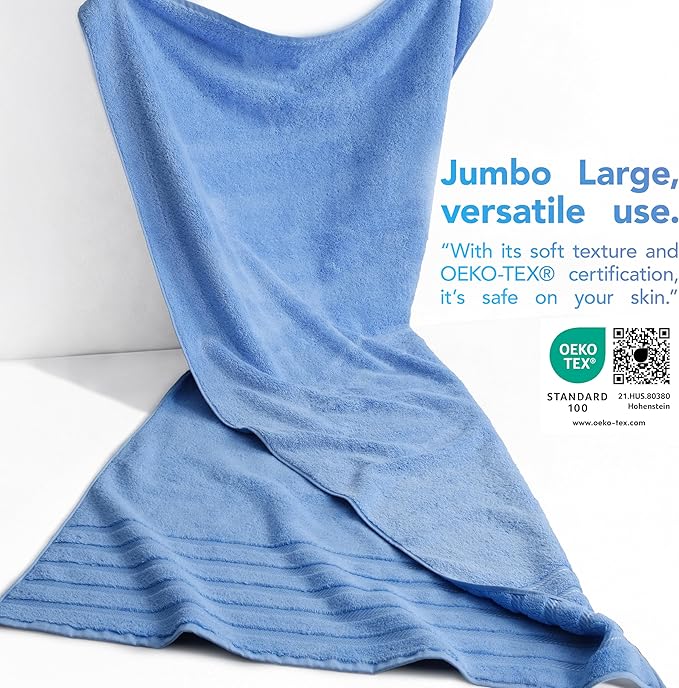 American Soft Linen 35x70 Jumbo Large Bath Towel, 600 GSM 100% Cotton Turkish Bath Sheet, Oversized Luxury Bath Towel for Bathroom Beach and Pool, Sky Blue