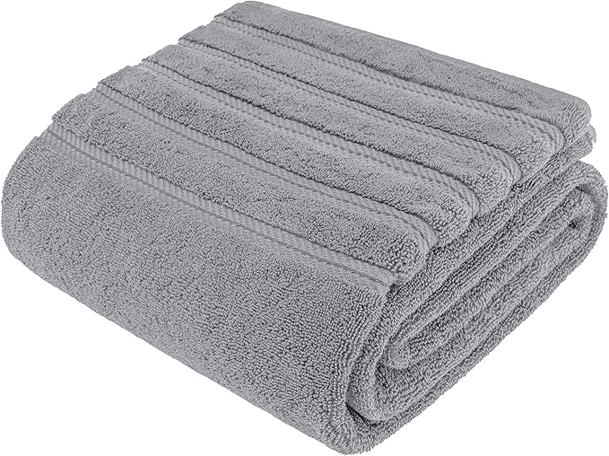 American Soft Linen 35x70 Jumbo Large Bath Towel, 600 GSM 100% Cotton Turkish Bath Sheet, Oversized Luxury Bath Towel for Bathroom Beach and Pool, Light Grey